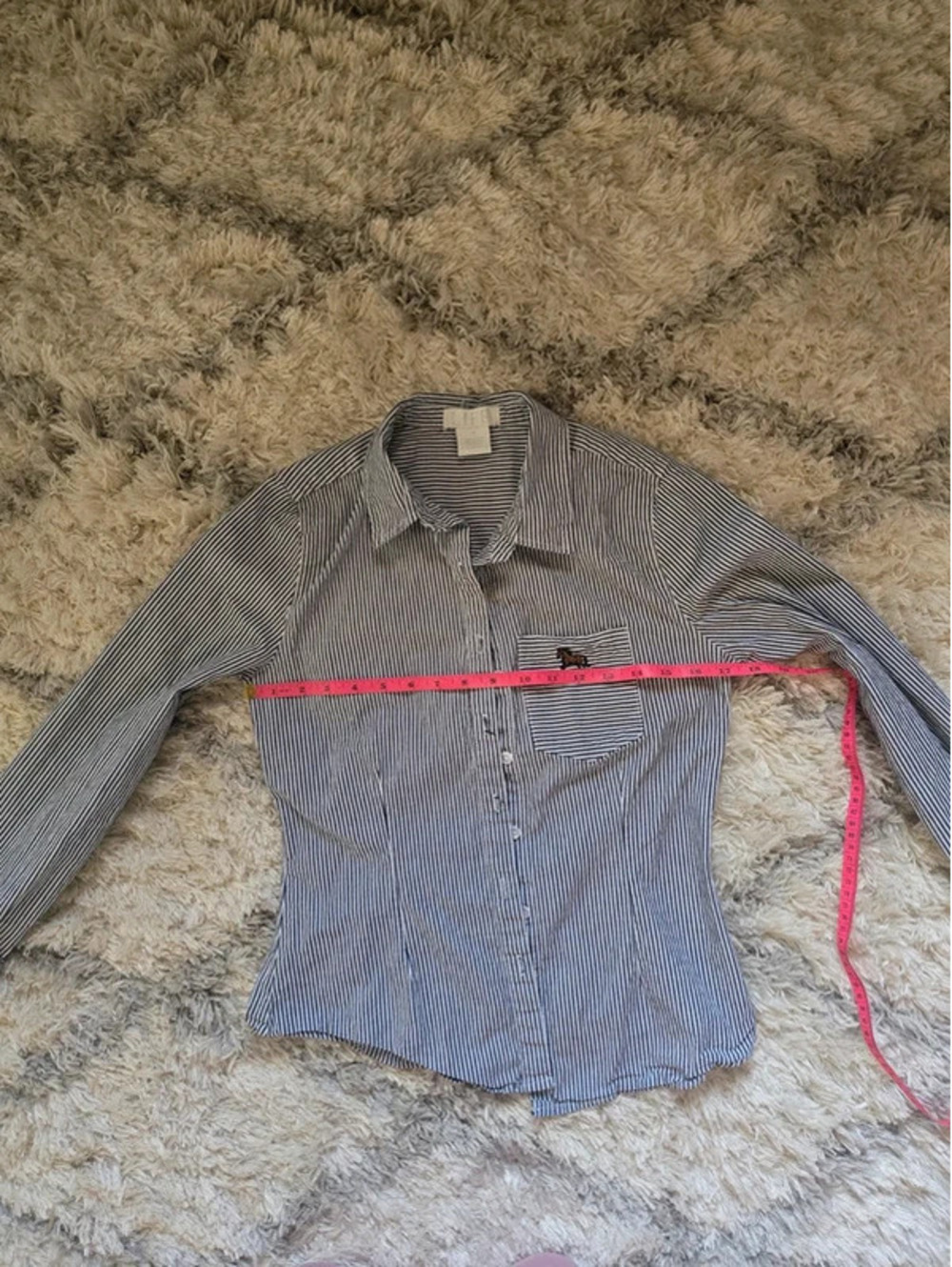 Life white and blue striped button up shirt